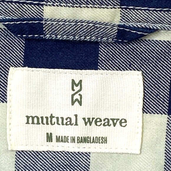 Mutual Weave Button Front Shirt Mens size Medium Long Sleeve Blue OW Plaid - Picture 9 of 10